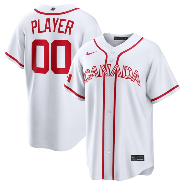 Men's Canada Baseball Active Player Custom White 2026 World Baseball Classic Home Stadium Stitched Jersey