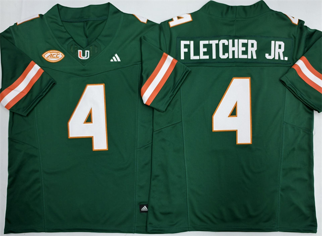 Men's Miami Hurricanes #4 Mark Fletcher Jr. Green F.U.S.E. 2026 Stitched Football Jersey