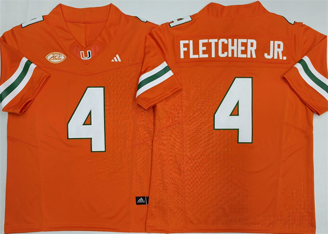 Men's Miami Hurricanes #4 Mark Fletcher Jr. Orange F.U.S.E. 2026 Stitched Football Jersey