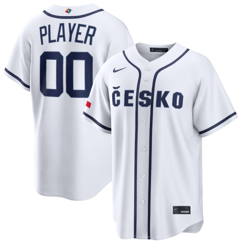 Men's Czech Baseball Active Player Custom White 2026 World Baseball Classic Home Stadium Stitched Jersey