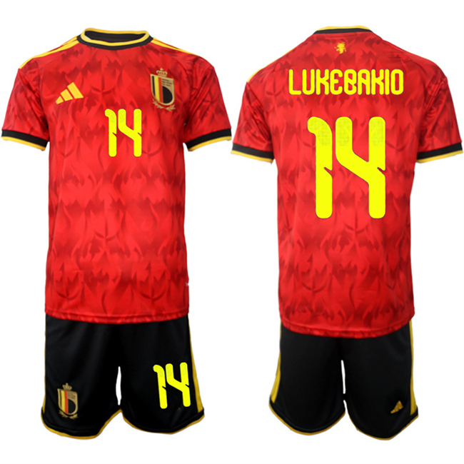 Men's Belgium National Team #14 Dodi Lukébakio Red 2026 World Cup Home Soccer Jersey Suit