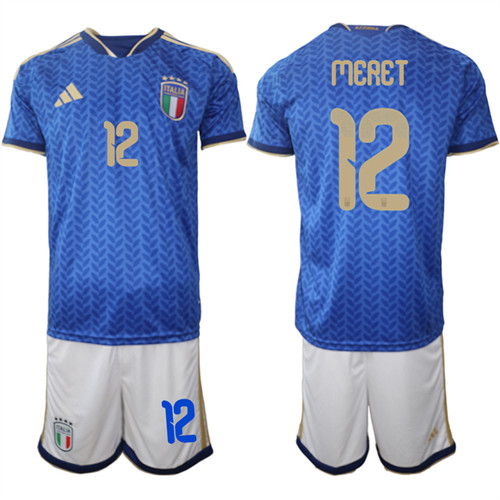 Men's Italy #12 MERET National Team FIFA x World Cup 2026 Home Blue On Field Jerseys