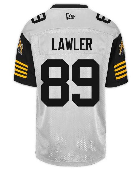CFL Hamilton tiger cats #89 LAWLER Crested Away White Jersey