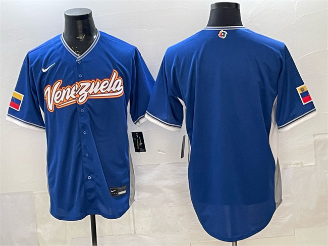 Men's Venezuela Baseball Blank Blue 2026 World Baseball Classic Road Stadium Stitched Jersey