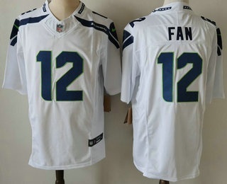 Men's Seattle Seahawks #12 Fan Limited FUSE White Vapor Jersey