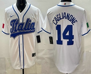 Men's Italy #14 Jac Caglianone White 2026 World Baseball Classic Cool Base Jersey