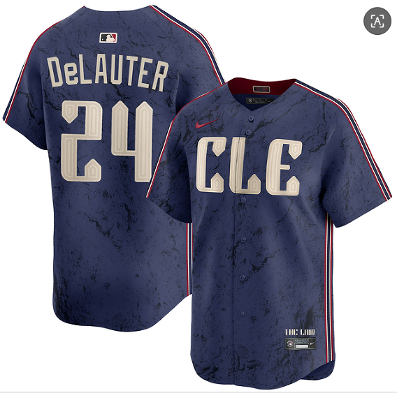 Men's Cleveland Guardians #24 Chase DeLauter Navy 2024 City Connect Limited Stitched Jersey