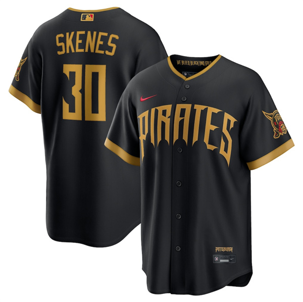 Men's Pittsburgh Pirates #30 Paul Skenes Black 2026 City Connect Stadium Stitched Stitched Baseball Jersey