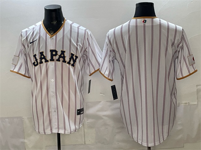 Men's Japan Baseball Blank White 2026 World Baseball Classic Home Stadium Stitched Jersey