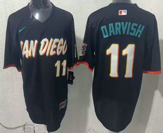 Men's San Diego Padres #11 Yu Darvish Black 2026 City Connect Stadium Jersey