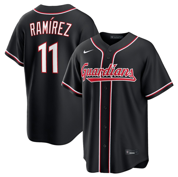 Men's Cleveland Guardians #11 José Ramírez 2026 Black Out Stitched Baseball Jersey