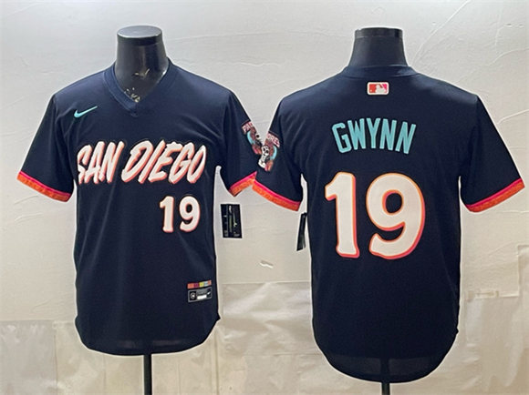 Men's San Diego Padres #19 Tony Gwynn Obsidian 2026 City Connect Stadium Stitched Baseball Jersey