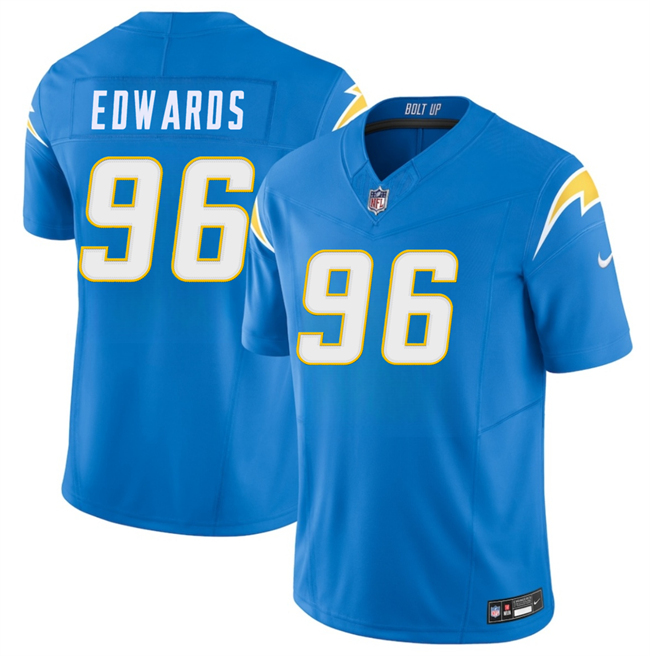 Men's Los Angeles Chargers #96 TeRah Edwards Blue 2026 F.U.S.E. Vapor Limited Football Stitched Jersey