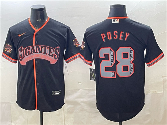 Men's San Francisco Giants #28 Buster Posey Black 2026 Alternate Stadium Stitched Baseball Jersey