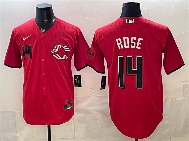 Men's Cincinnati Reds #14 Pete Rose Red 2026 City Connect Stadium Stitched Baseball Jersey