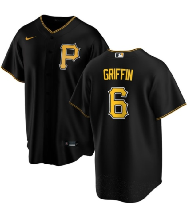 Men's Pittsburgh Pirates #6 Konnor Griffin Black Cool Base Stitched Baseball Jersey