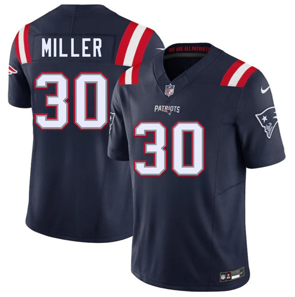 Men's New England Patriots #30 Jam Miller Navy 2026 Draft F.U.S.E. Vapor Limited Football Stitched Jersey