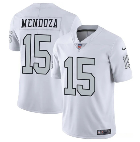 Men's Las Vegas Raiders #15 Fernando Mendoza White 2026 Draft Color Rush Vapor Untouchable Limited Football Stitched Jersey