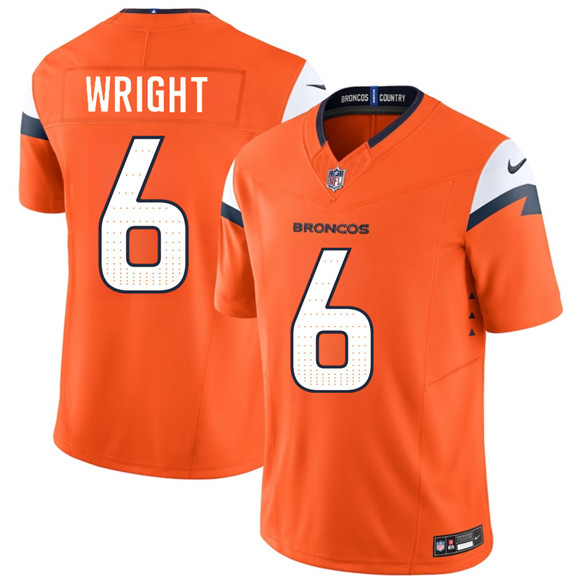 Men's Denver Broncos #6 William Wright Orange 2026 Draft F.U.S.E. Vapor Limited Football Stitched Jersey