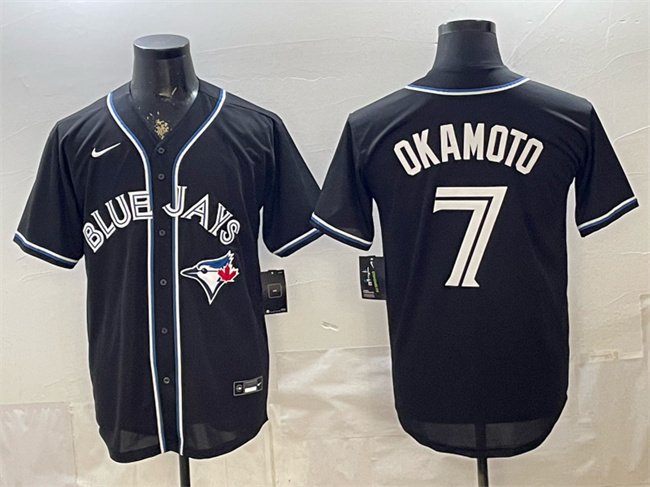 Men's Toronto Blue Jays #7 Kazuma Okamoto 2026 Fashion Replica Black Out Stitched Baseball Jersey