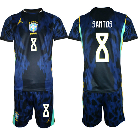 Men's Brazil national football team #8 Andrey Santos Navy 2026 Away Soccer Jersey Suit