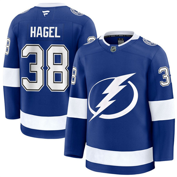 Men's Tampa Bay Lightning #38 Brandon Hagel Blue Home Stitched Hockey Jersey