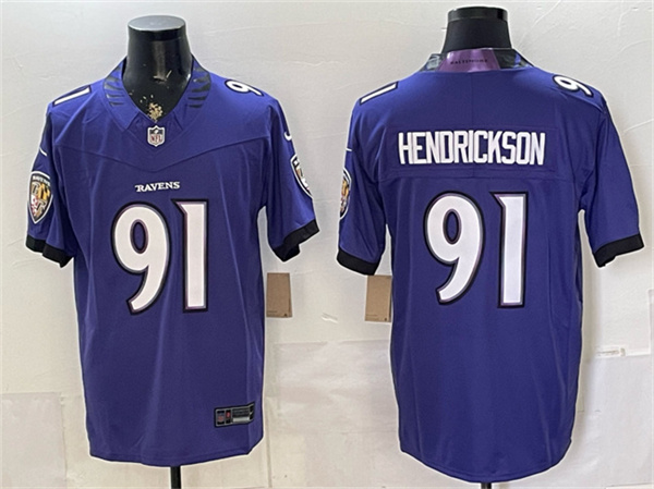 Men's Baltimore Ravens #91 Trey Hendrickson Purple 2026 F.U.S.E. Vapor Limited Football Stitched Jersey