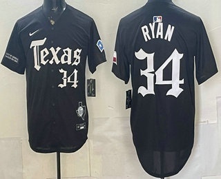 Men's Texas Rangers #34 Nolan Ryan Black Gothic Mexico 2025 Vapor Premier Limited Jersey