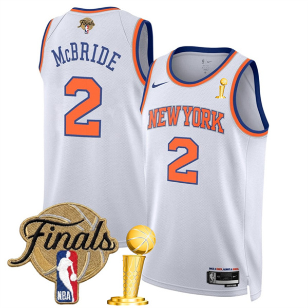 New Yok Knicks #2 Miles McBride White 2026 Finals Patch And Finals Champions Patch Association Edition Stitched Basketball Jersey
