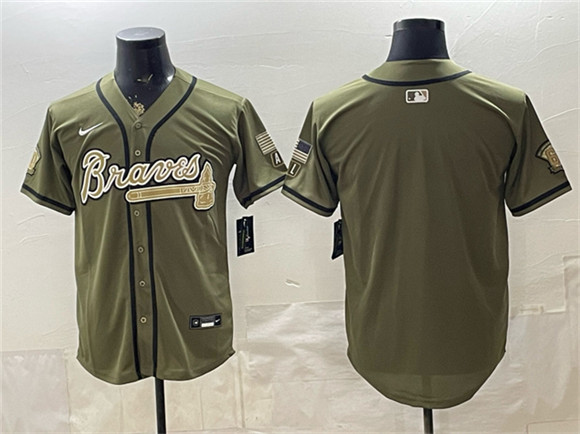Men's Atlanta Braves Blank Olive 2026 Armed Forces Day Stitched Baseball Jersey