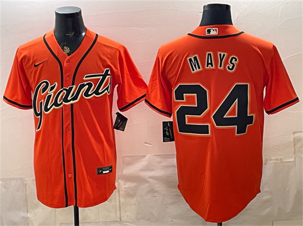 Men's San Francisco Giants #24 Willie Mays Orange Cool Base Stitched Baseball Jersey