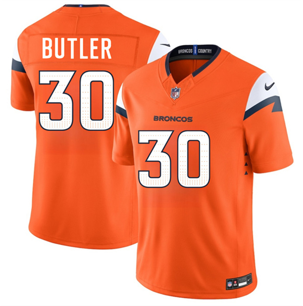 Men's Denver Broncos #30 Hakeem Butler Orange 2026 F.U.S.E. Vapor Limited Football Stitched Jersey