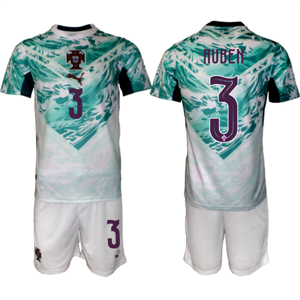 Men's Portugal Team #3 Rúben Dias Green 2026 World Cup Away Soccer Jersey Suit