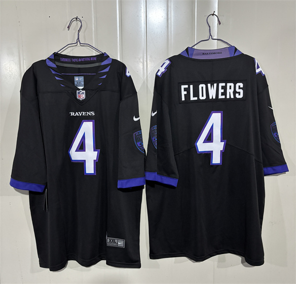Men's Baltimore Ravens #4 Zay Flowers Black 2026 Alternate Vapor Limited Football Stitched Jersey