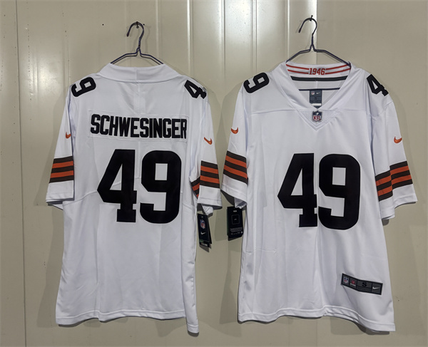 Men's Cleveland Browns #49 Carson Schwesinger White 2026 Vapor Limited Football Stitched Jersey