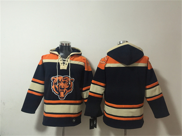 Men's Chicago Bears Blank Navy Ageless Must-Have Lace-Up Pullover Hoodie