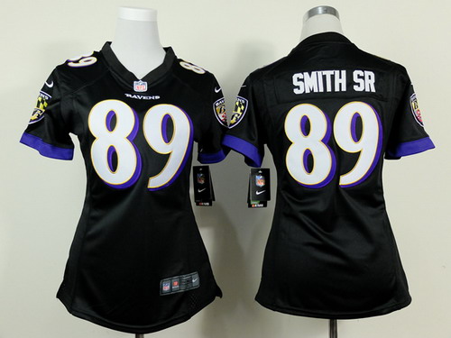Nike Baltimore Ravens #89 Steve Smith Sr 2013 Black Game Womens Jersey